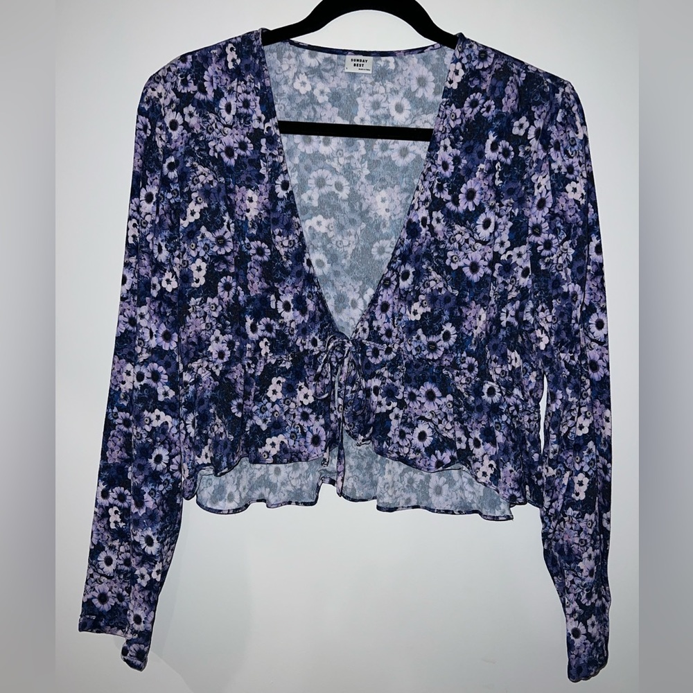 Sunday Best New Cropped Tie-Front Blouse